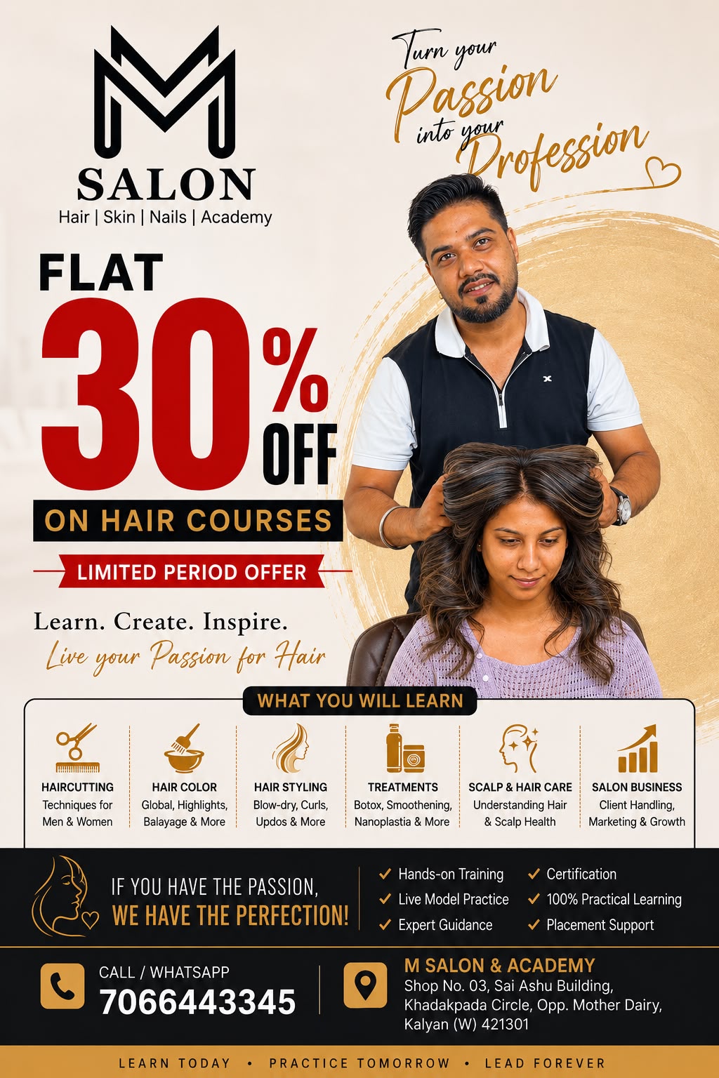 M Salon Academy admissions poster